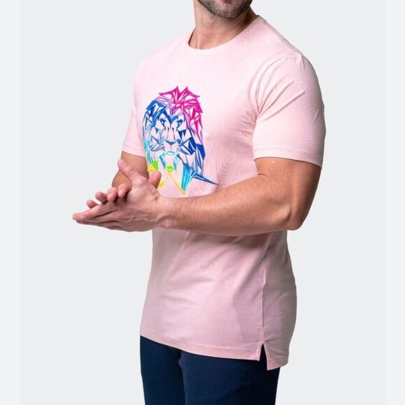MACEOO Paris Pink Multicolor Lion Signature Mens Tee - Picture 2 of 7
